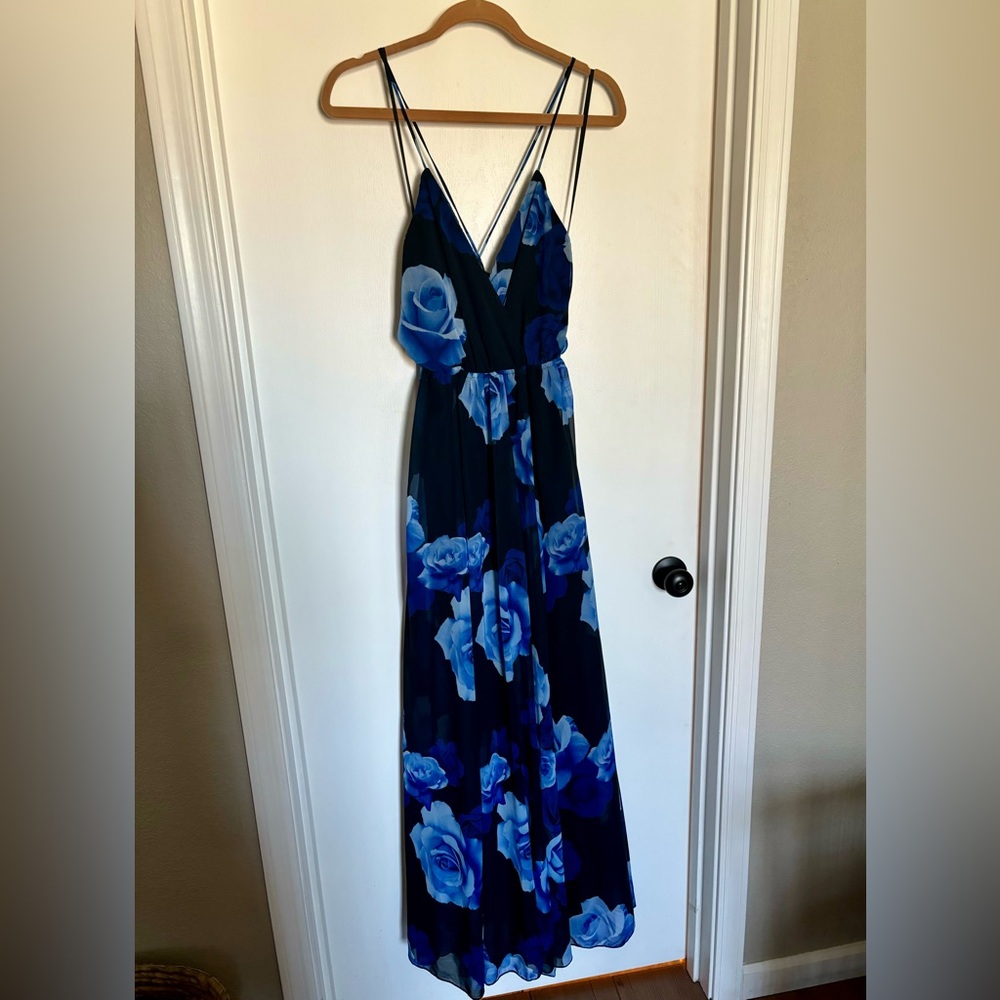 Black and blue floral Lulus maxi dress